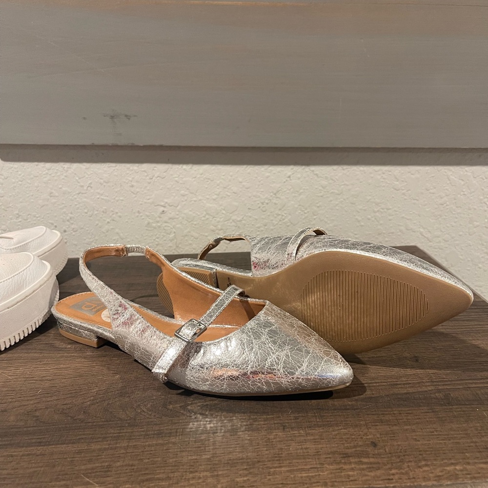 DV by Dolce Vita Silver Slingback Flats